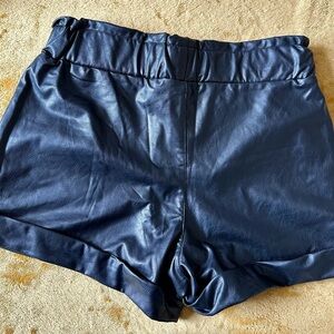 Rewash Black Faux Leather High Waist Shorts